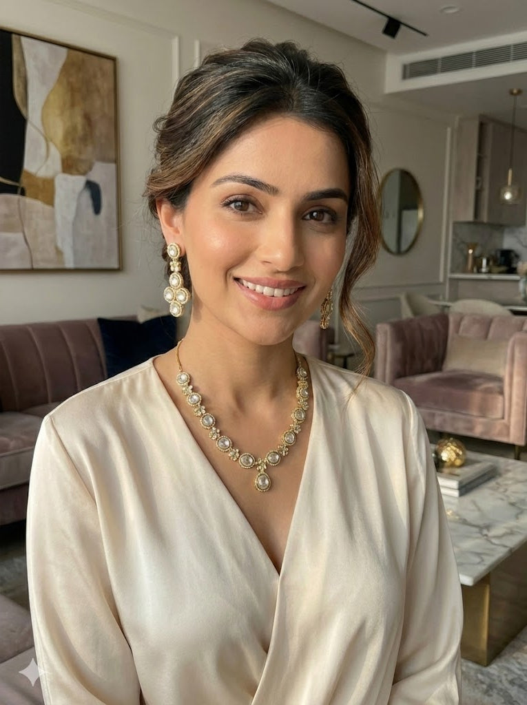 The Alira Round Polki Necklace Set