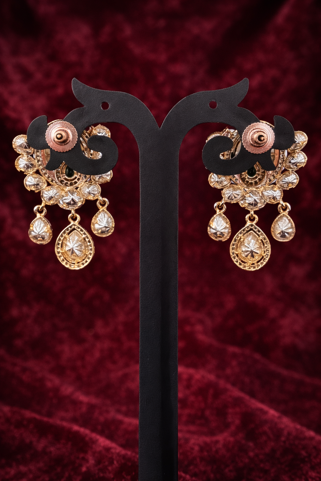 Emerald Green Beaded Polki-Style Choker & Earring Set