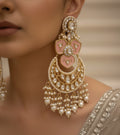 Royal Kundan Chandbali Earrings - Pink