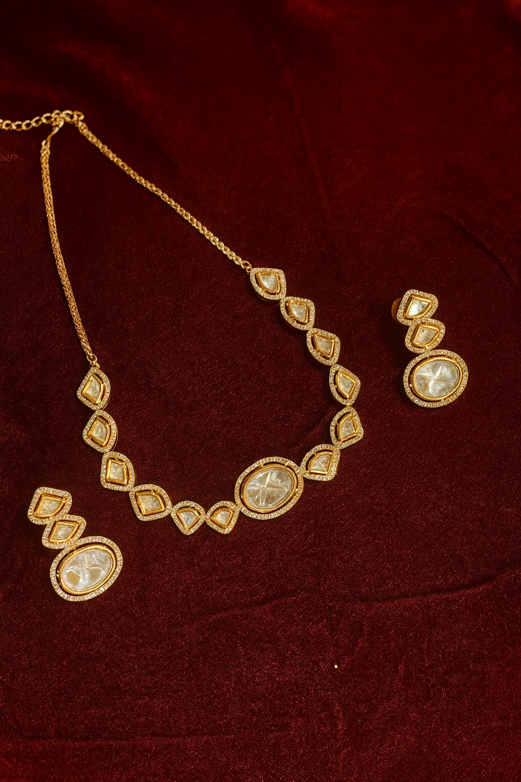 Polki Crystal Necklace & Earring Set