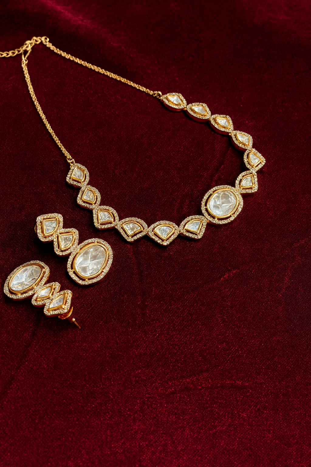 Polki Crystal Necklace & Earring Set