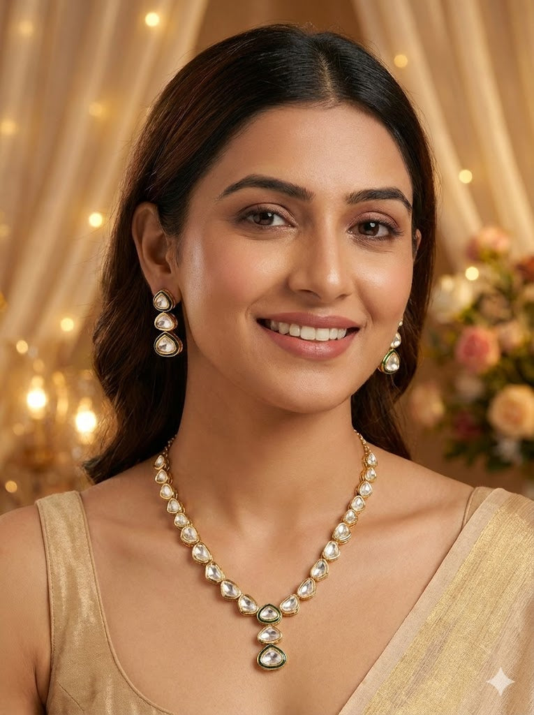 Meher Polki Elegance Set - Emerald Green