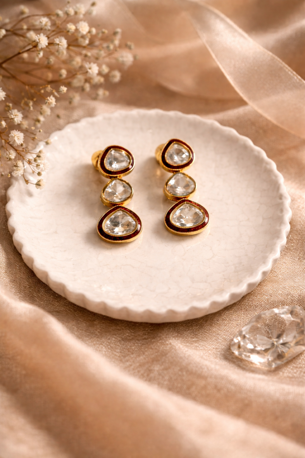 Meher Polki Elegance Set - Ruby Red