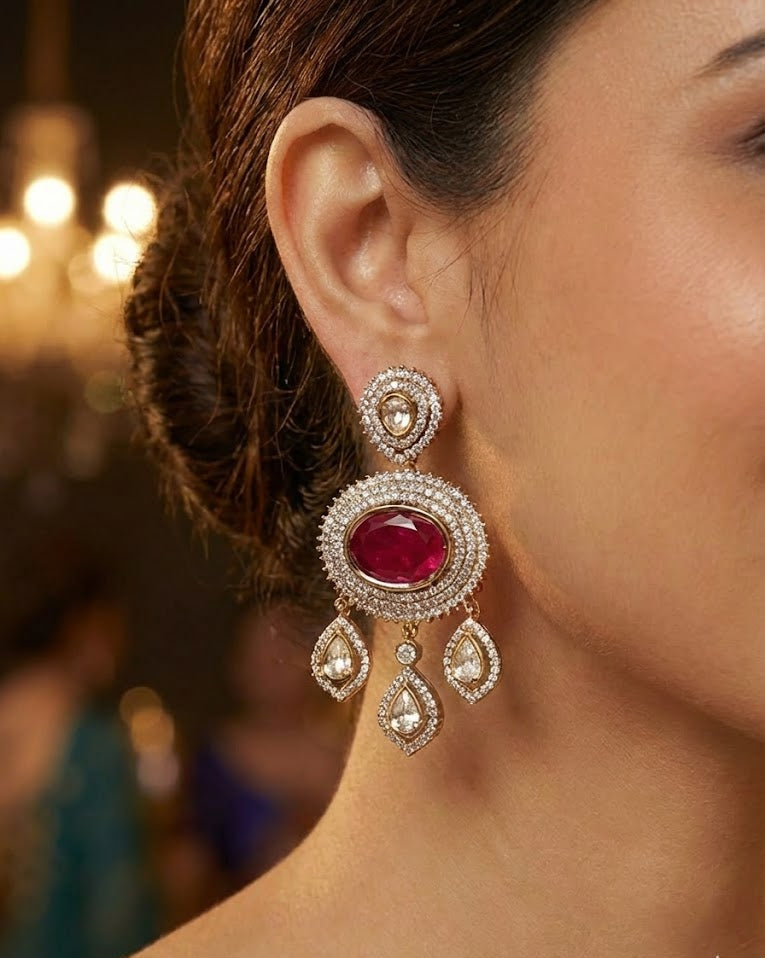 Gulmarg Royale Ruby Drop Earrings