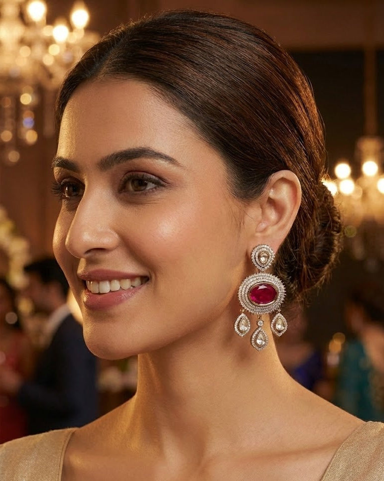 Gulmarg Royale Ruby Drop Earrings