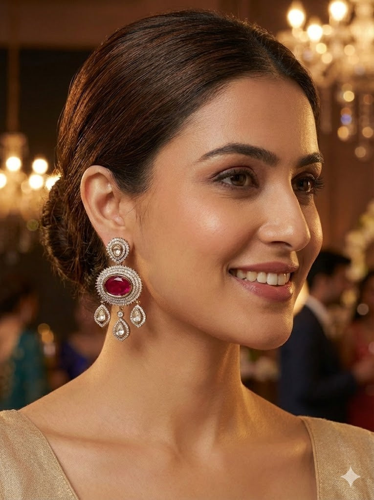 Gulmarg Royale Ruby Drop Earrings