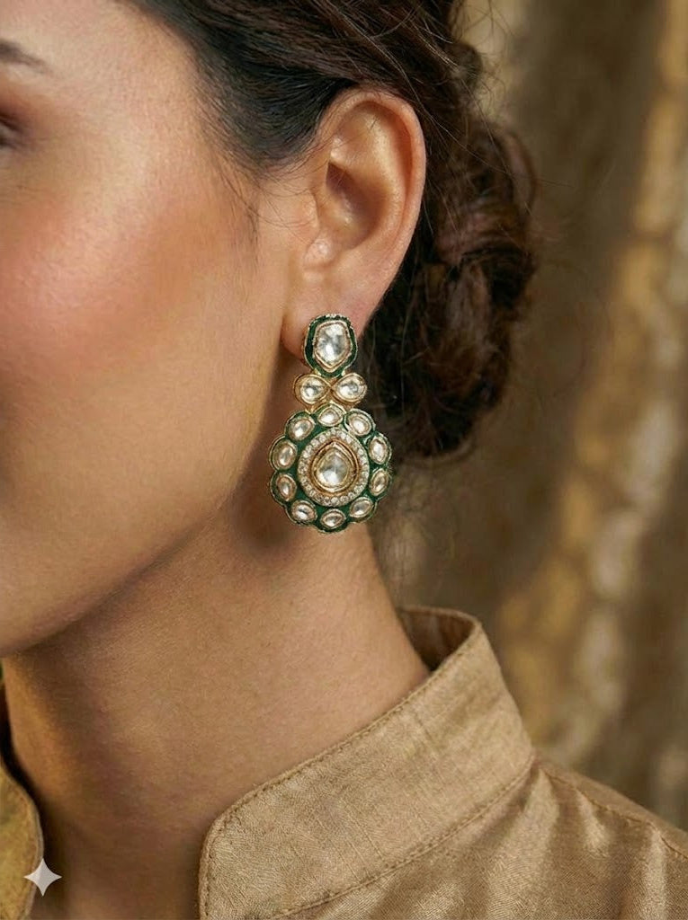 The Zoya Emerald Polki Drop Earrings