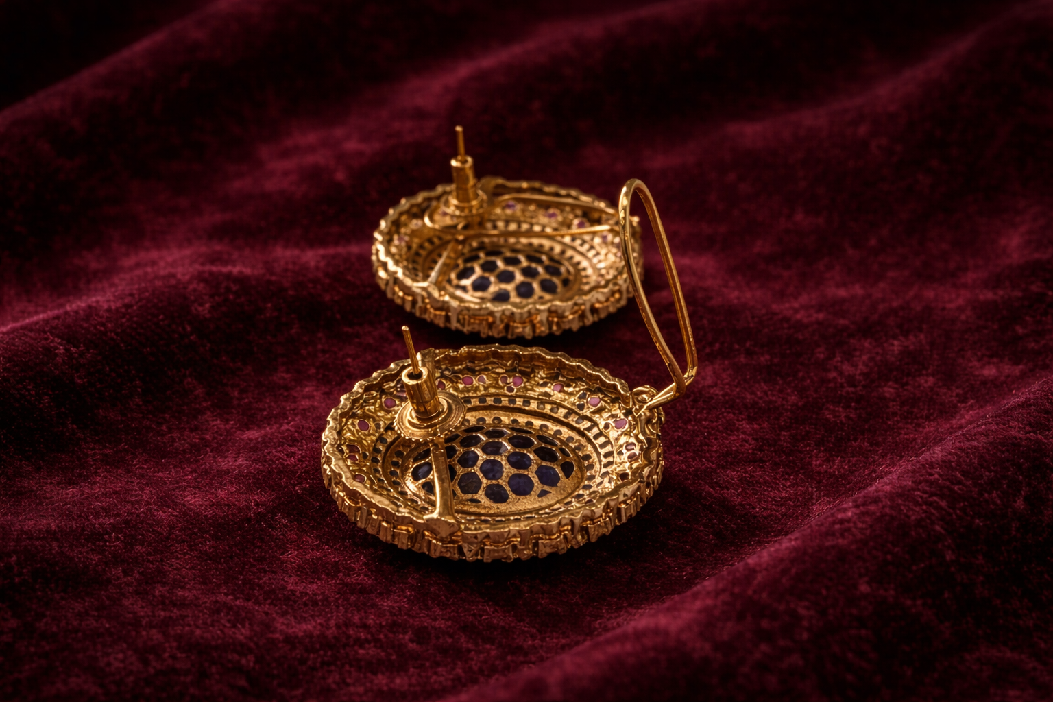 Royal Blue Doublet Stone Stud Earrings - Royal Blue