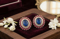 Royal Blue Doublet Stone Stud Earrings - Royal Blue