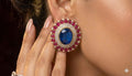 Royal Blue Doublet Stone Stud Earrings - Royal Blue