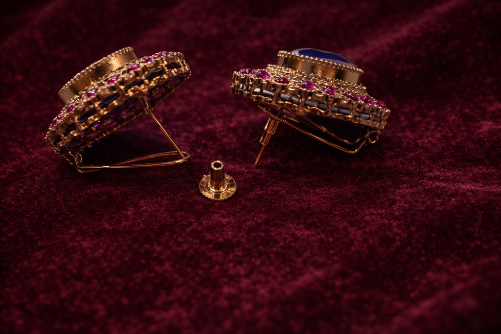 Royal Blue Doublet Stone Stud Earrings - Royal Blue