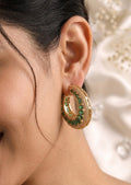 The Gul-e-Rubina Statement Hoops - Emerald Green