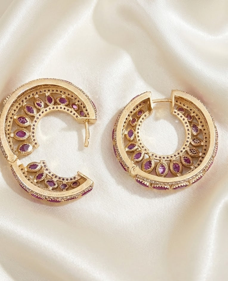 The Gul-e-Rubina Statement Hoops - Ruby Pink