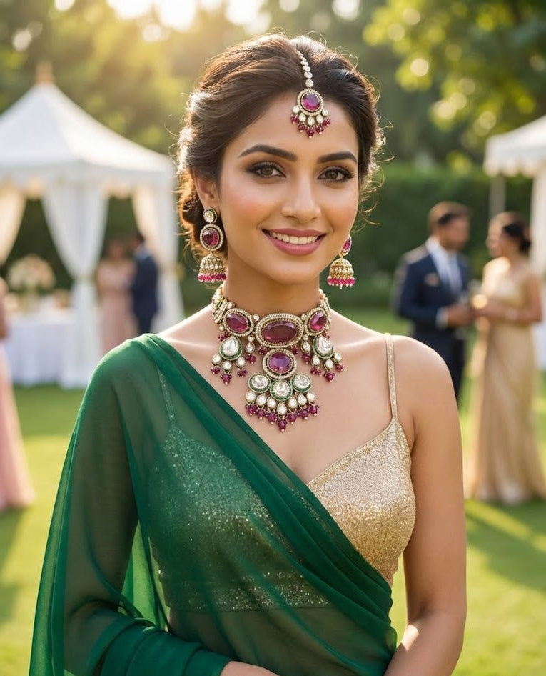 The Jahanara Royal Deep-Ruby & Pearl Choker Set