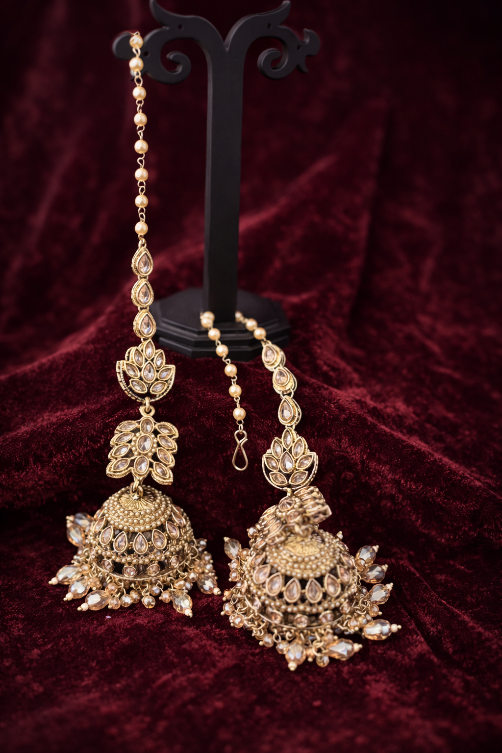 The Zoya Champagne & Pearl Kaan-Chain Jhumkas