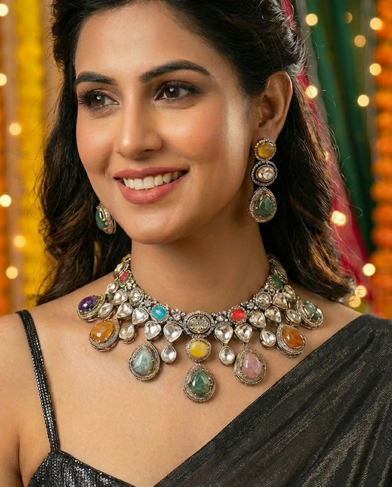 The Rangrez Navratan Necklace Set