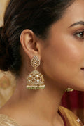 Opulent Kundan Filigree Jhumki - Mint Green