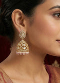 Opulent Kundan Filigree Jhumki - Pink