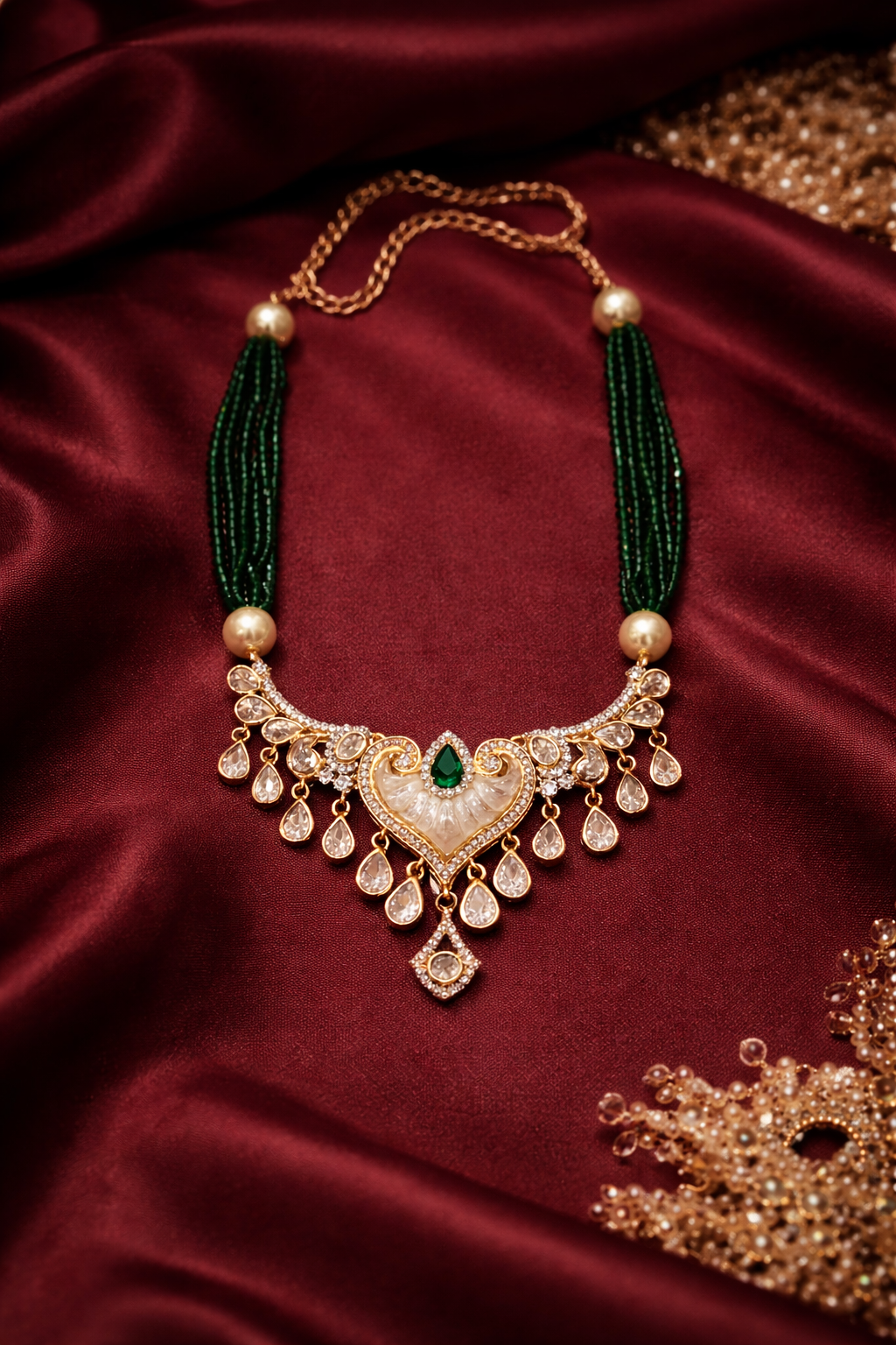 The Sitara Emerald Heart shape Choker Set