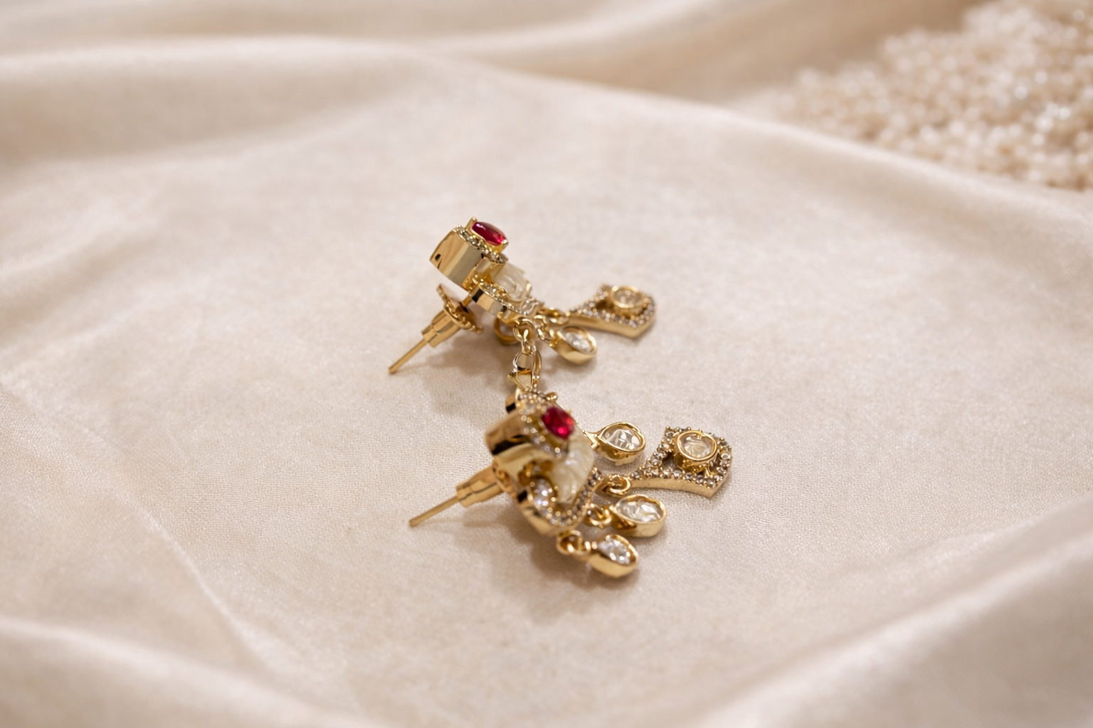 The Sitara Ruby Pink Heart shape Choker Set