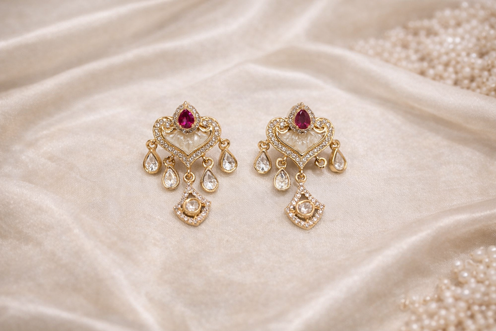 The Sitara Ruby Pink Heart shape Choker Set