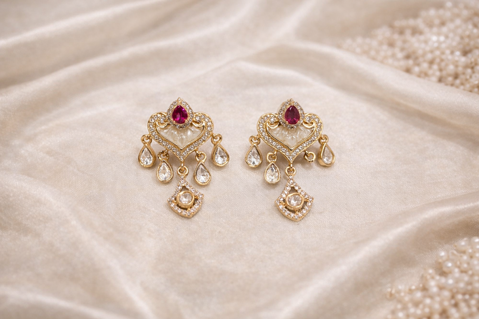 The Sitara Ruby Pink Heart shape Choker Set