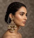 Blush Pink Chandni Triple-Layer Kaan-chain Jhumka