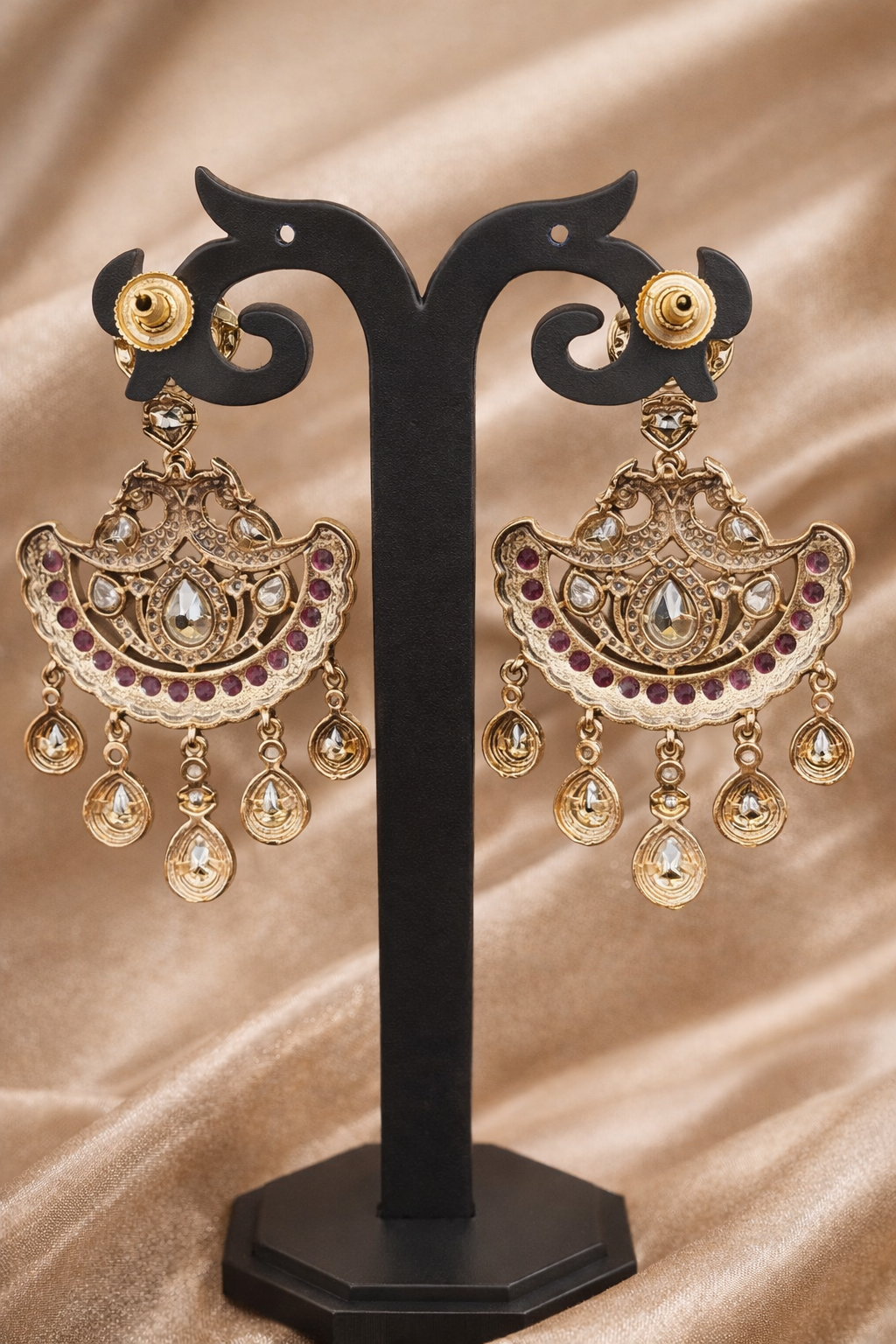 The Zarina Royal Chandbalis -  Deep Blue & Rani