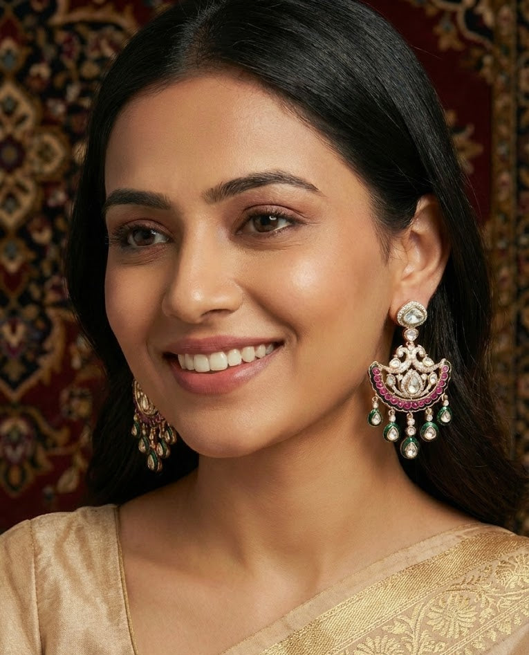 The Zarina Royal Chandbalis -  Deep Blue & Rani