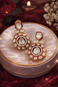 The Zoya Red Polki Drop Earrings