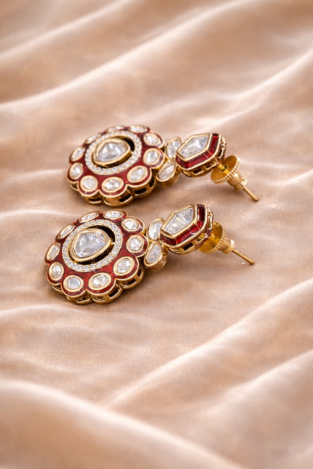 The Zoya Red Polki Drop Earrings