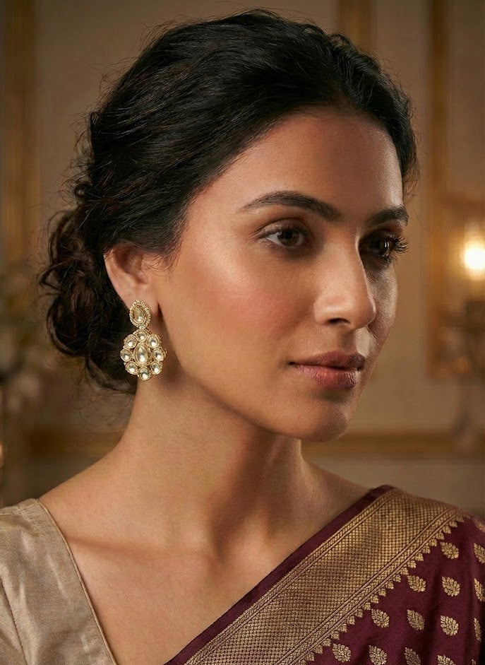 The Zoya Crystal Polki Drop Earrings