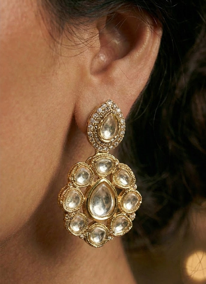 The Zoya Crystal Polki Drop Earrings