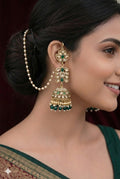 The Zoya Emerald Green & Pearl Kaan-Chain Jhumkas